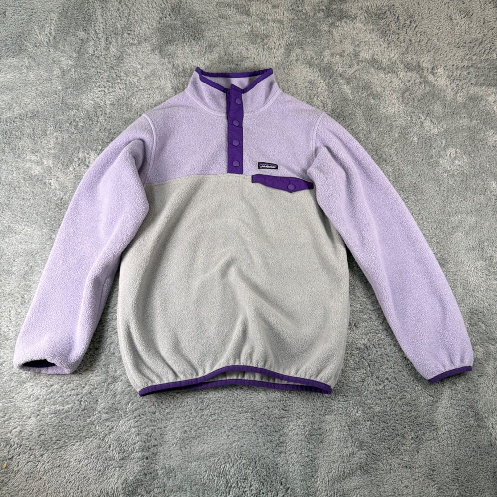 Patagonia Kids Synchilla Snap-T Fleece Pullover Purple Grey STY65545 Size L 12